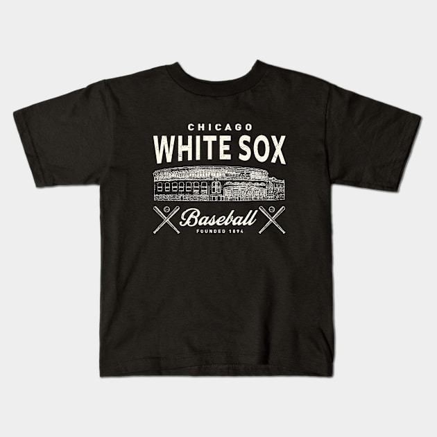 Vintage Chicago White Sox Comiskey Park by Buck Tee Originals Kids T-Shirt by Buck Tee